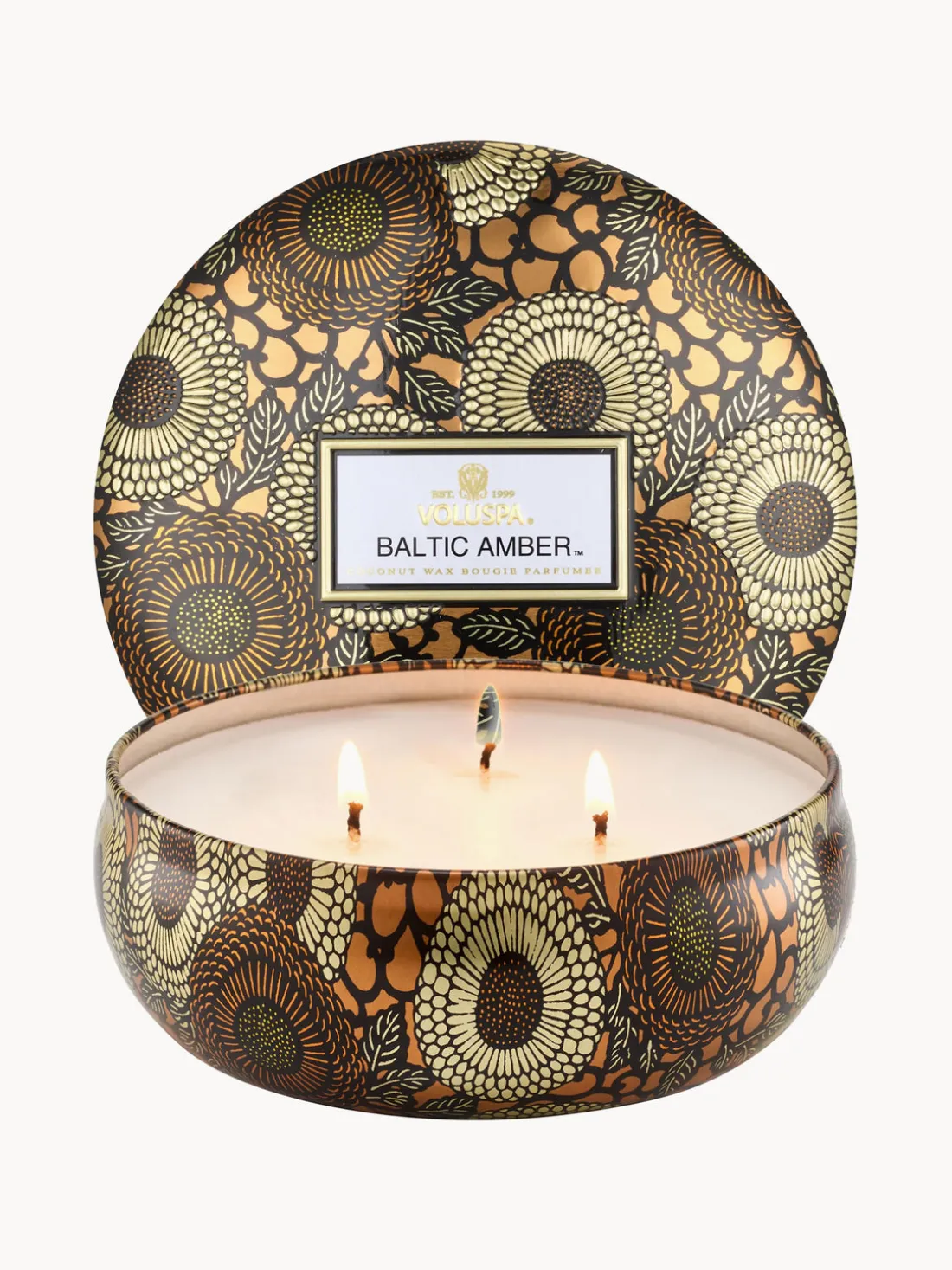 Vela perfumada artesanal de tres mechas Japonica Collection (resina de ámbar, sándalo, cedro y orquídea de vainilla)