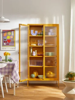 Vitrina de metal con cristal acanalado The Collector